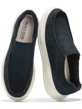 Project Cloud Men's Black Closed Toe Genuine Suede Comfortable Loafers